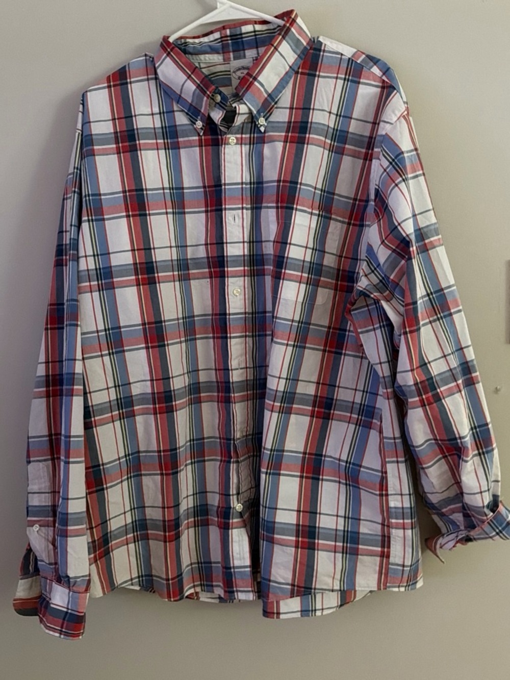 Brooks Brothers Plaid Button-Down Shirt in Red, Blue & White